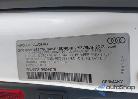 2017 Audi A4 2.0T Premium из США, поврежденный, VIN WAUENAF44HN036745